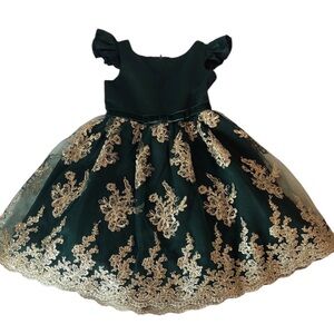 Dresses | Rare Editions Elegant Green Holiday Party Dress W Gold Embroidery  Girls Size 6 | Poshmark
